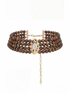 NEW ETTIKA women's tiger's eye choker in brown